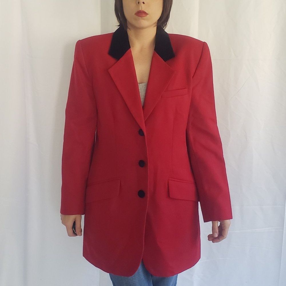 90s Casual Corner Red Wool‎ Blazer